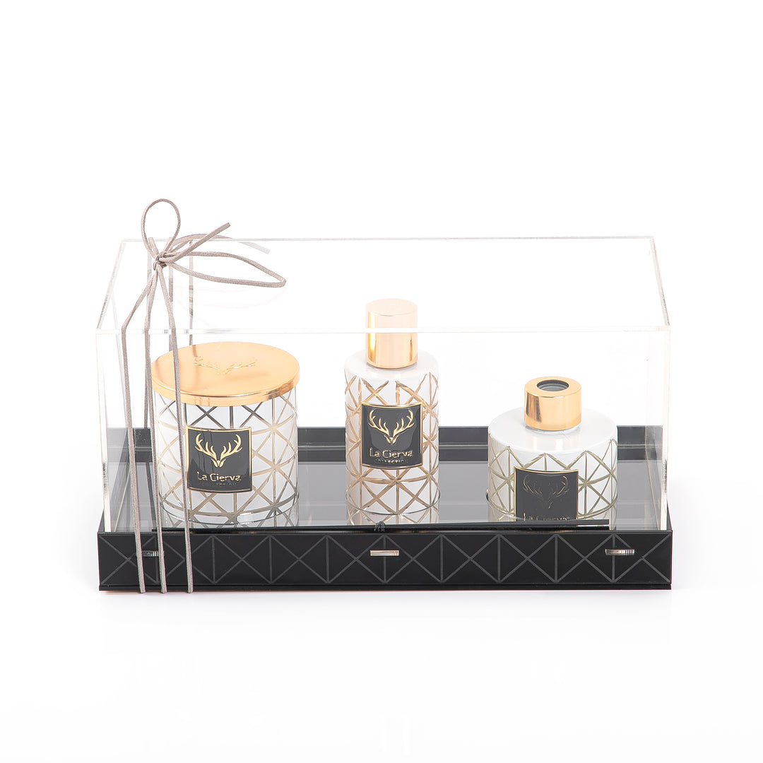 MINI PEARL - REED DIFFUSER, HOME SPRAY & CANDLE With acrylic box