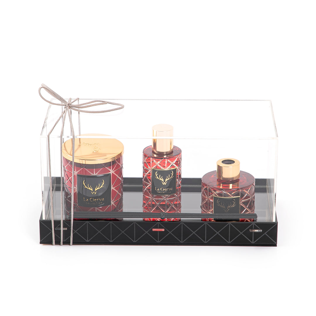REED DIFFUSER, HOME SPRAY & CANDLE With acrylic box