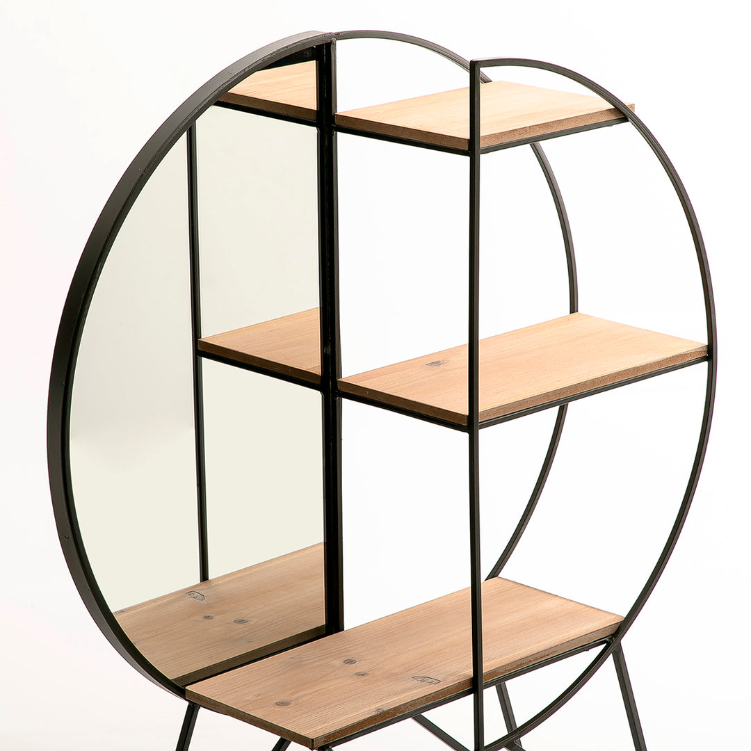 Metal and wood stand with mirror