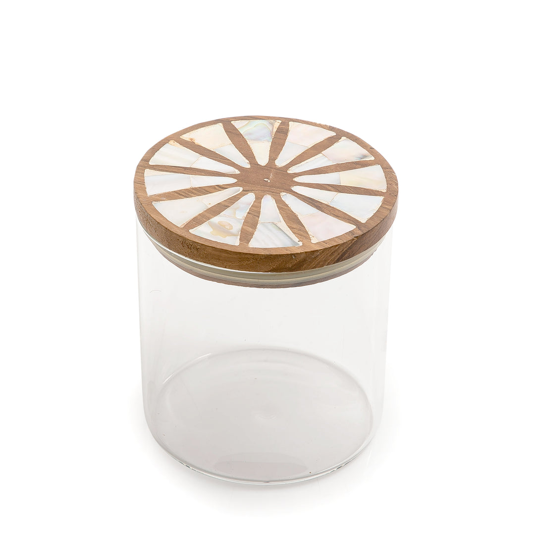 Glass jar with wooden cover (6913173029029)