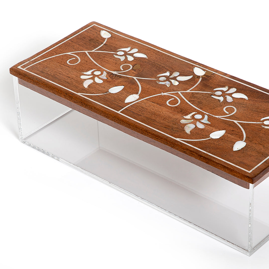 Acrylic box with wooden cover