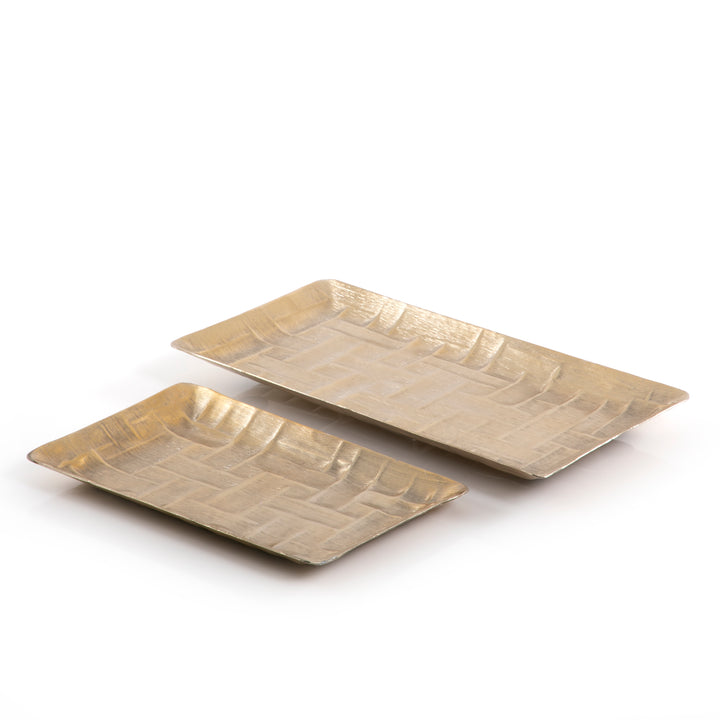 Set of 2 metal trays with gift box