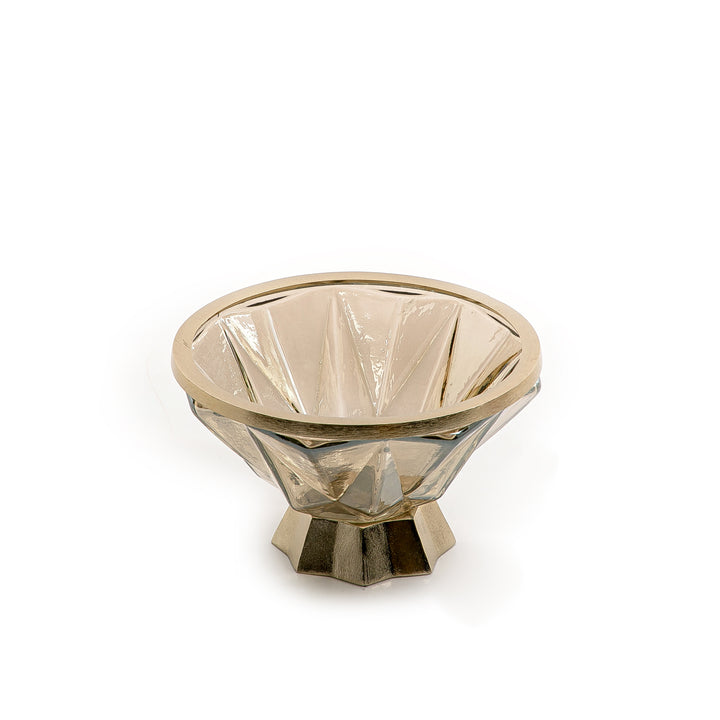 Metal and glass bowl