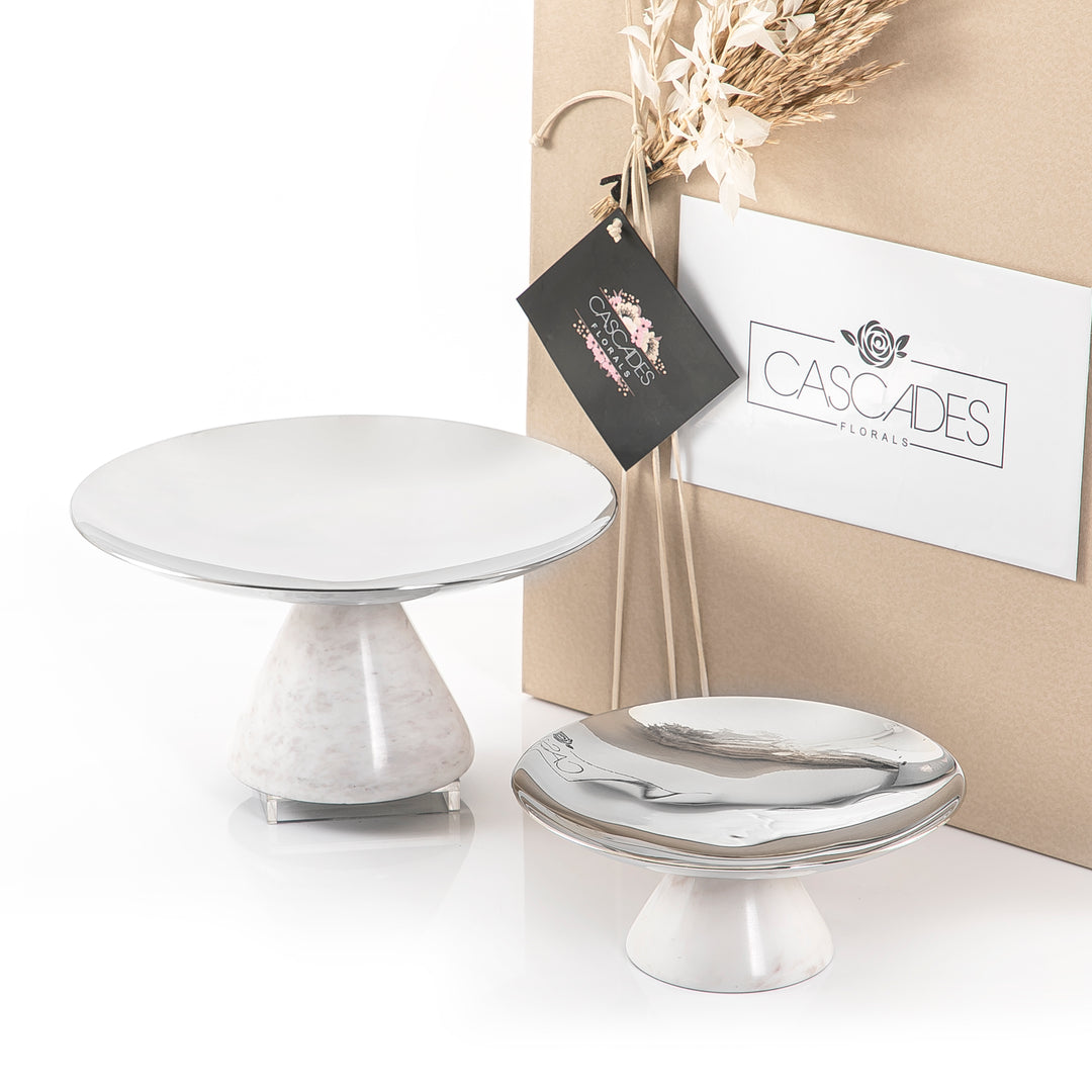 Set of 2 marble stands with gift box