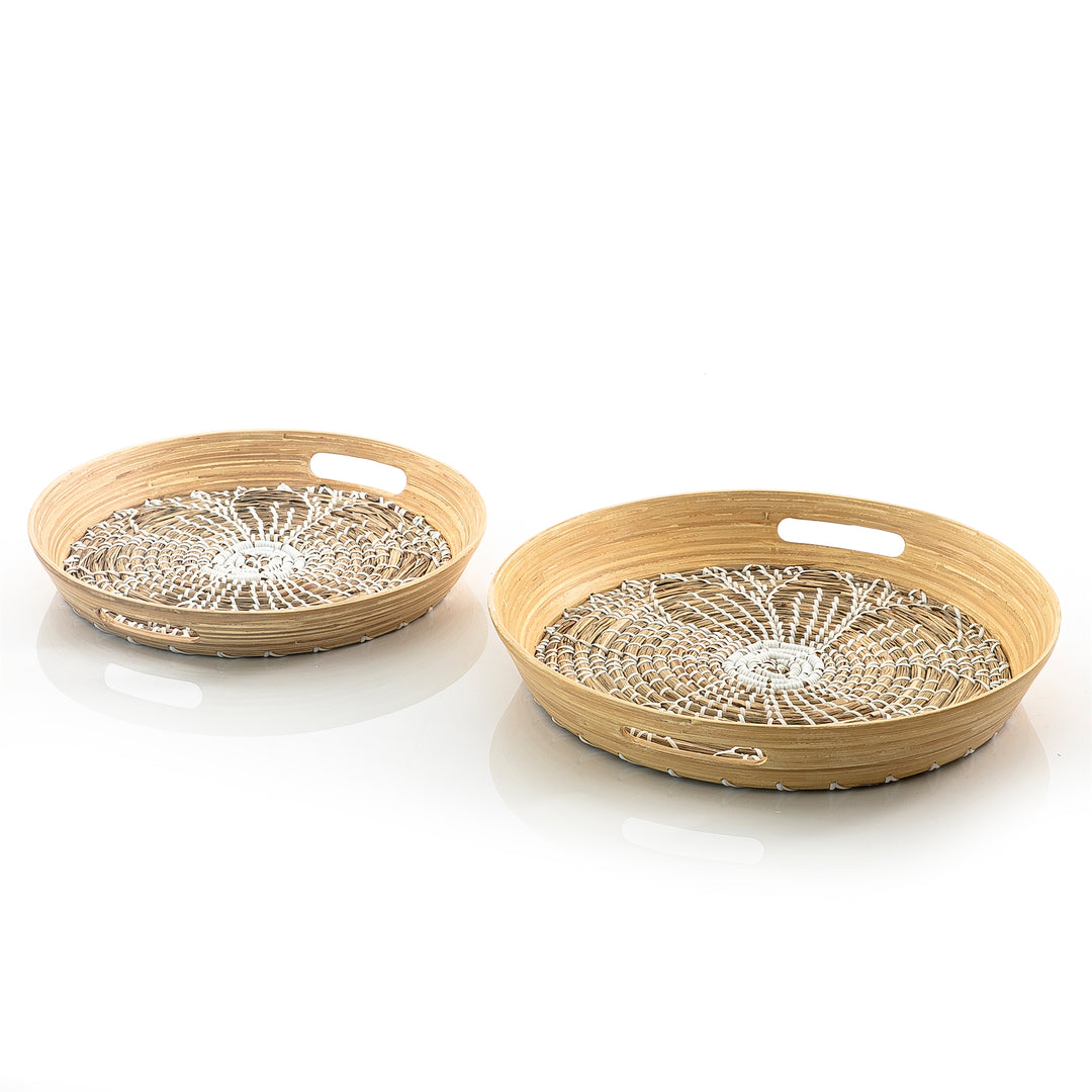 Set of 2 bamboo with seagrass Tray (5654586196133)