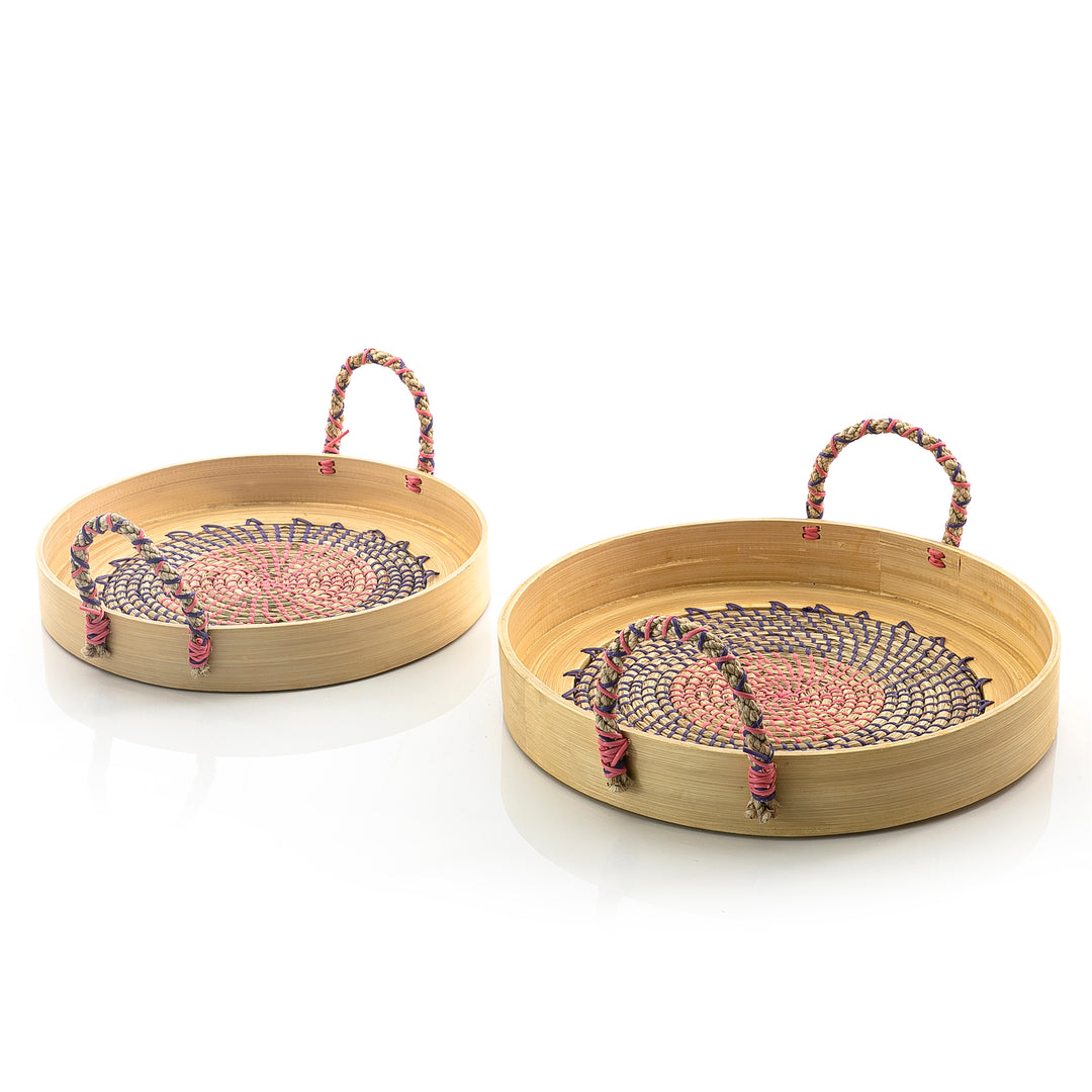 Set of 2 bamboo with seagrass Tray (5654595272869)