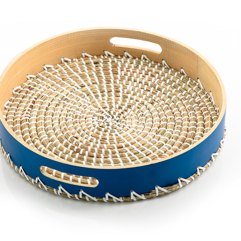 Round Bamboo And Seagrass Tray (5654640623781)