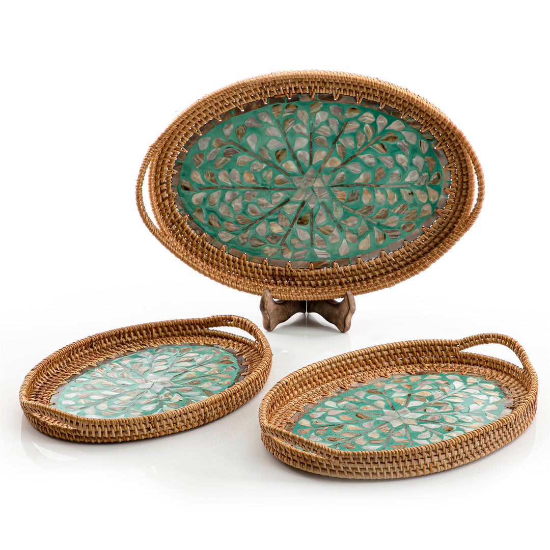 rattan oval tray set of 3 (5895073431717)