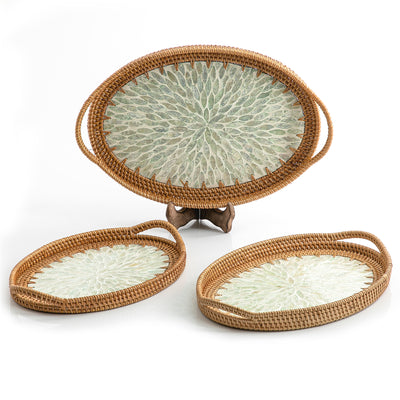 rattan oval tray set of 3 (5898495459493)