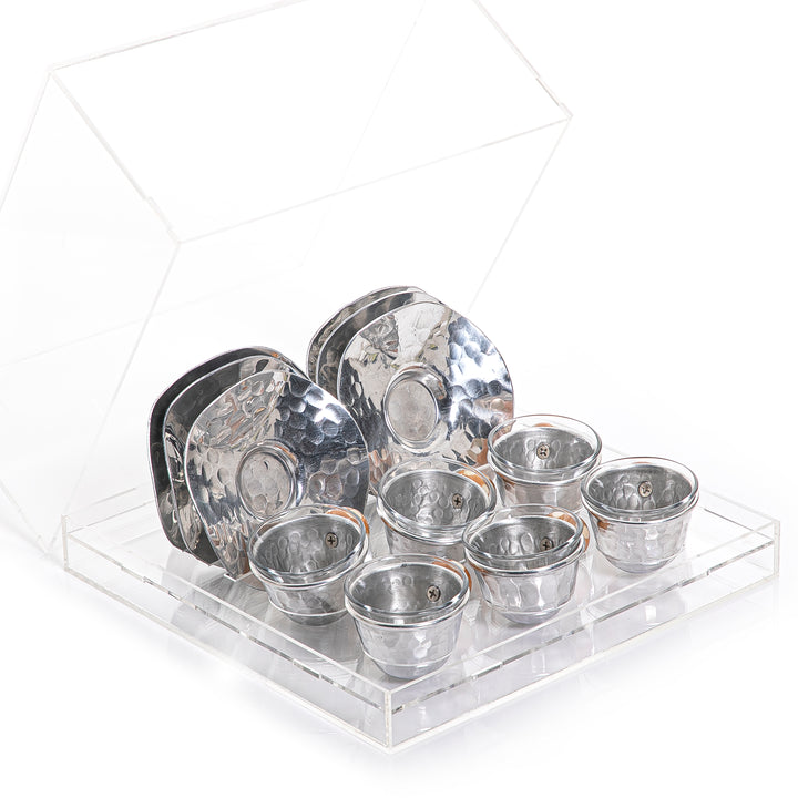 Set of acrylic box with coasters and glass cubs