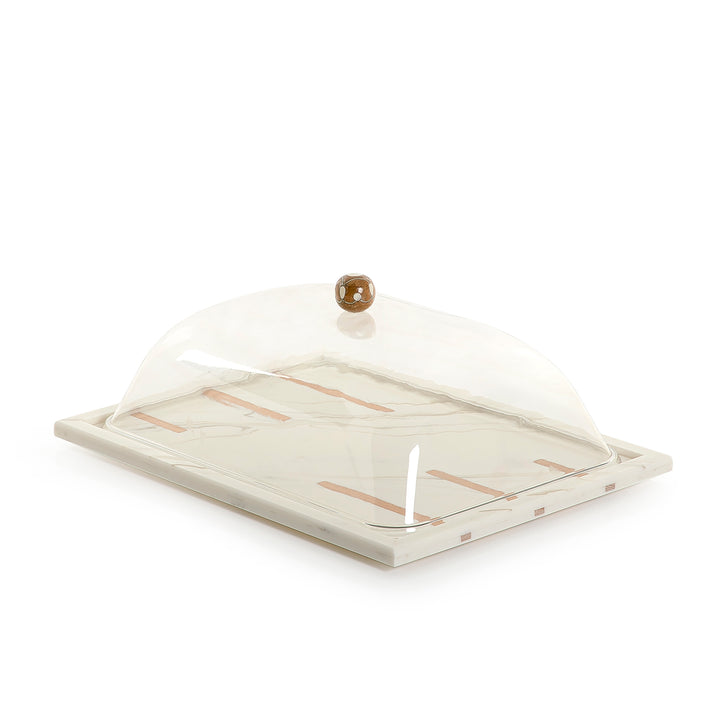 Marble tray with acrylic cover