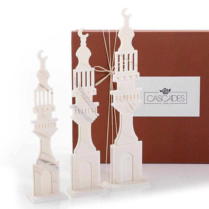 Set of 3 marble Islamic decorative stand with gift box