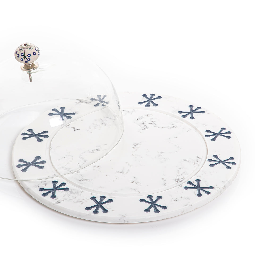 Marble plate with glass cover